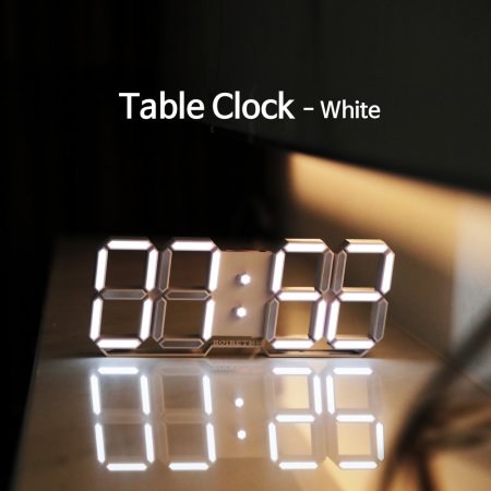  Table Clock 화이트 (전선길이 6m -반투명)