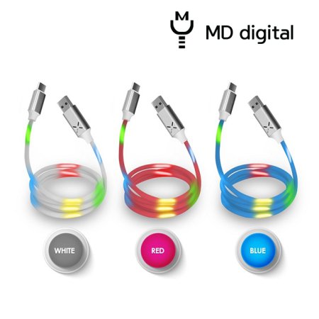  MD 소리반응 LED 고속충전 케이블 5핀 레드