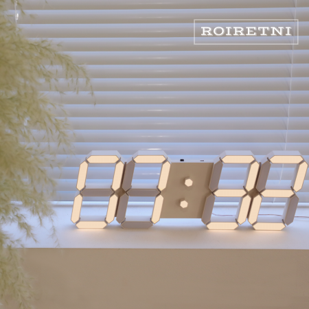  아프리콧크림 LED 벽시계(전선길이 6.6m)