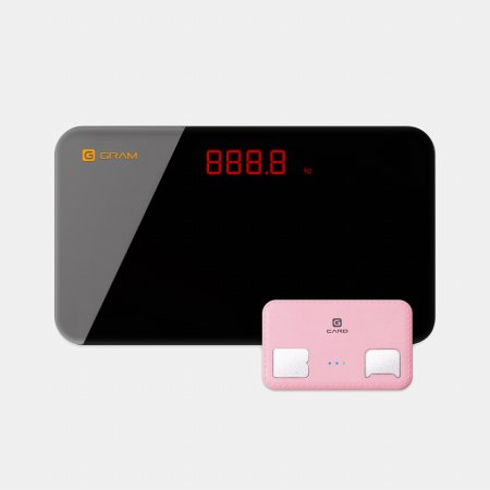  카드형 체지방 측정기(핑크)+스마트 체중계 그램