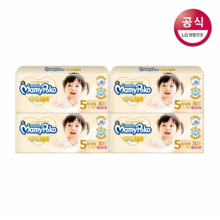  [마미포코] 에어핏 팬티 기저귀 특대형 여아 30매x4팩