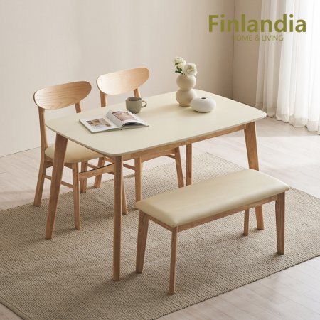  핀란디아 데니스 4인식탁세트(의자2벤치1)