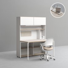 1400폭 5단 책상세트 (콘센트형,조명+도어형) + 링고 의자 DSCJ1401J