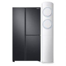 양문형 냉장고 RS63R557EB4 (635L) + Q9000 스탠드에어컨 AF17A6474BZS (56.9㎡)