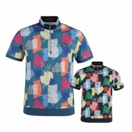 남성 봄 여름 골프웨어 골프 캐주얼 패턴 반팔 티셔츠