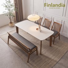 핀란디아 데이지 세라믹 6인 식탁세트(의자3+벤치1)