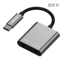 스카이 USB-C to 3.5mm 오디오 AUX + C타입 고속충전 듀얼 변환 젠
