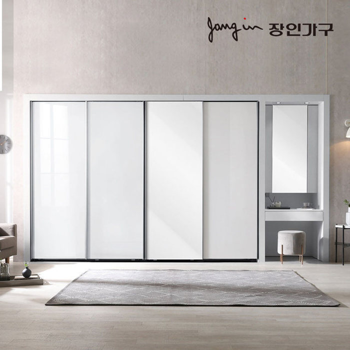 장인가구 비밀특가 드홈 글로우 슬라이딩 미러 파우더 붙박이장 5CM