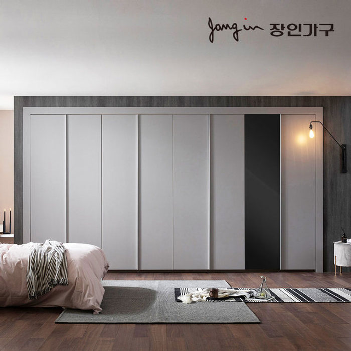 장인가구 비밀특가 파인 매트 여닫이 미러도어 붙박이장 30CM