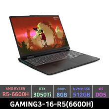게이밍3 노트북 (O)GAMING3-16-R5(6600H) (R5-6600H, RTX3050Ti, 8GB, 512, Freedos, 16인치, Onyx Grey)