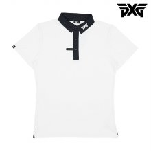[해외직구] PXG 남성 골프웨어 애슬래틱 핏 콘트라스트 폴로 카라 반팔 티셔츠 화이트
