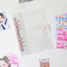 A5 6공 네컷앨범 콜렉트북 투명 글리터 커버 - 핑크