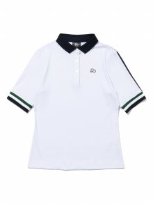 골지 YOKO 소매 포인트 여성 티셔츠 [WHITE]