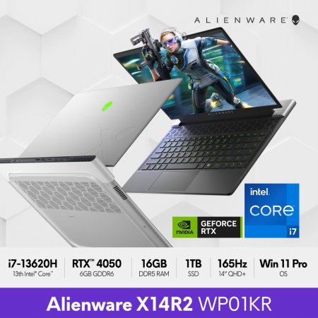 DELL Alienware X14 R2 WP01KR 게이밍 노트북 (i7-13620H, QHD+ 165Hz, 16GB, 1TB, RTX4050, Win11 Pro)