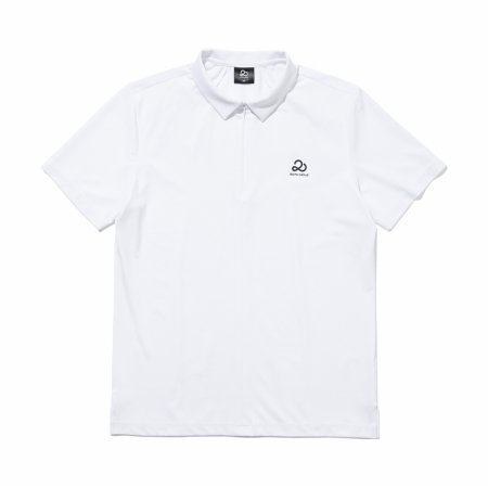 메쉬 웰딩 포인트 하프집업 남성 반팔 티셔츠[WHITE]