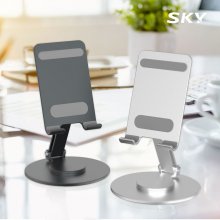 [임직원] 스카이 웰 360도 회전 접이식 각도조절 탁상용 핸드폰 거치대 태블릿 스탠드