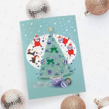 스케이트 산타 크리스마스 카드 FS7082-4