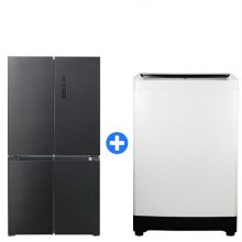 [패키지] 클라윈드 피트인 4도어 냉장고 KRNF566BPS1 (566L, 블랙메탈) + 클라윈드 19kg 전자동 세탁기 KWMT-190AWMWW