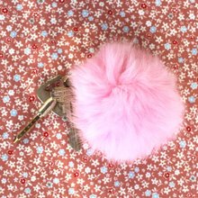 Natural rabbitfur keyring-pink[램램]