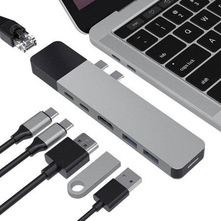 하이퍼 드라이브 넷 6 IN 2 USB-C 허브 (그레이) [GN28N]