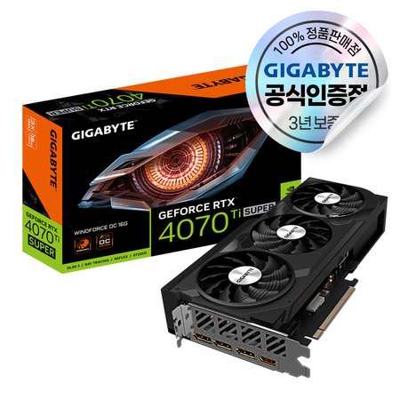 GIGABYTE 지포스 RTX 4070 Ti SUPER WINDFORCE OC D6X 16GB 피씨디렉트 [오늘출발/안전포장]