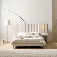 호텔식 프리미엄 블러썸 LED조명 기능성 패브릭 평상형 침대 K + 패널 1