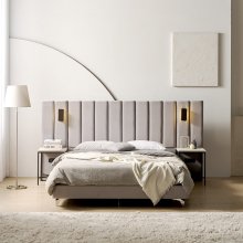 호텔식 프리미엄 블러썸 LED조명 기능성 패브릭 평상형 침대 K + 패널 양쪽