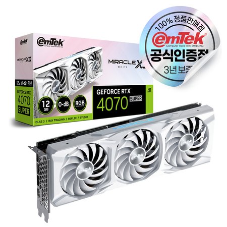 [+스타워즈 아웃로] 이엠텍 지포스 RTX 4070 SUPER MIRACLE X3 WHITE D6X 12GB