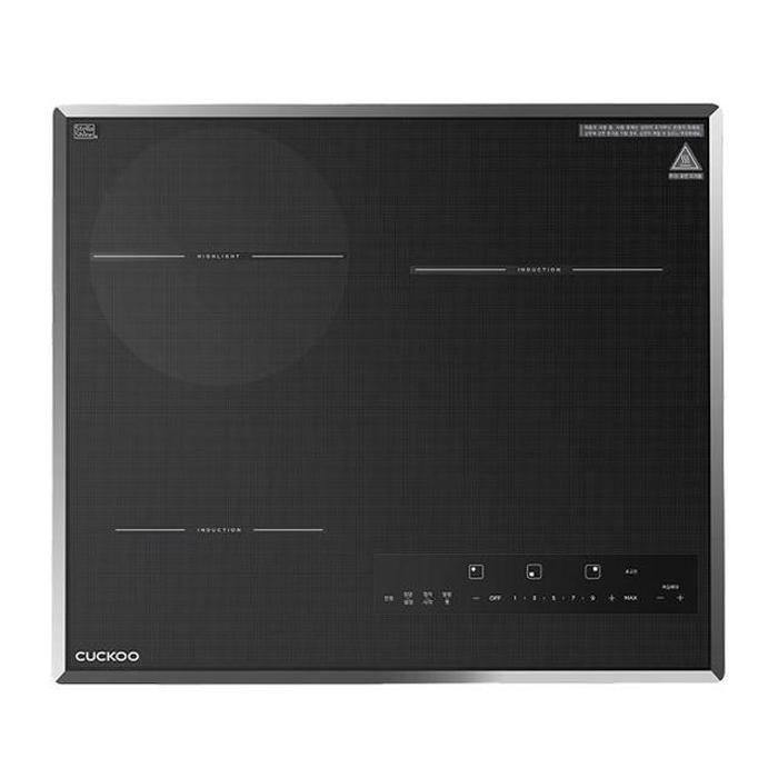 쿠쿠전자 스탠딩 3구 하이브리드 전기레인지 CIHR-HLT313HFS 150mm, IH 2구 + HL 1구