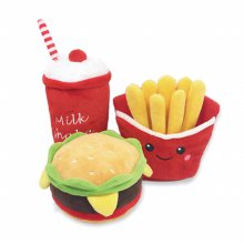 햄버거 감자튀김 밀크쉐이크 애견 봉제인형 장난감