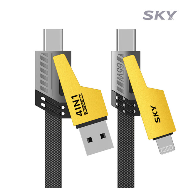 [3개SET] 스카이 4in1 65W PD 멀티 트랜스폼 고속충전 케이블(0.5m+1m+1.5m)