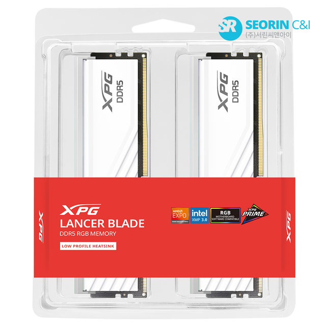 [서린공식] ADATA DDR5-6000 CL30 LANCER BLADE RGB 화이트 패키지 서린 (64GB(32Gx2))