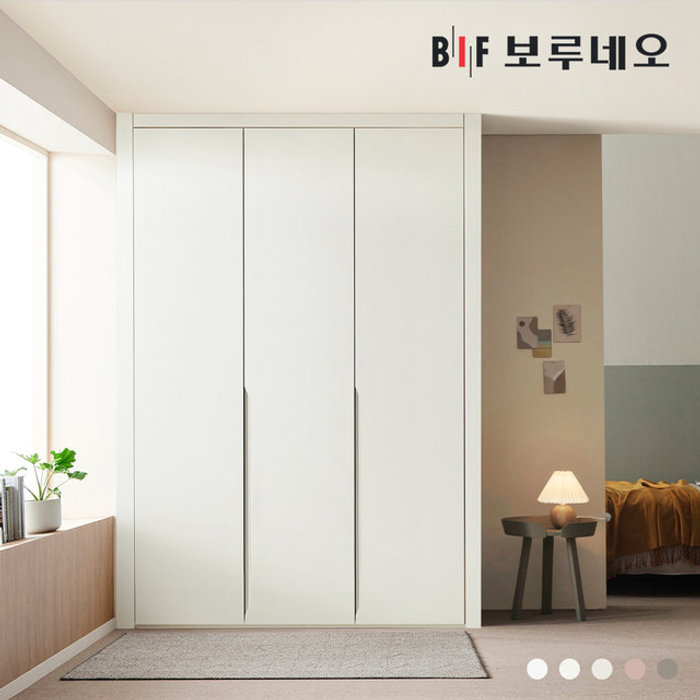 보루네오 230cm E0 매립형손잡이 히든하프 여닫이 작은방 붙박이장