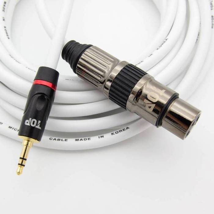 HDTOP 국산 3.5 스테레오 TO XLR 암 마이크 케이블 화이트 40M HT-TP746