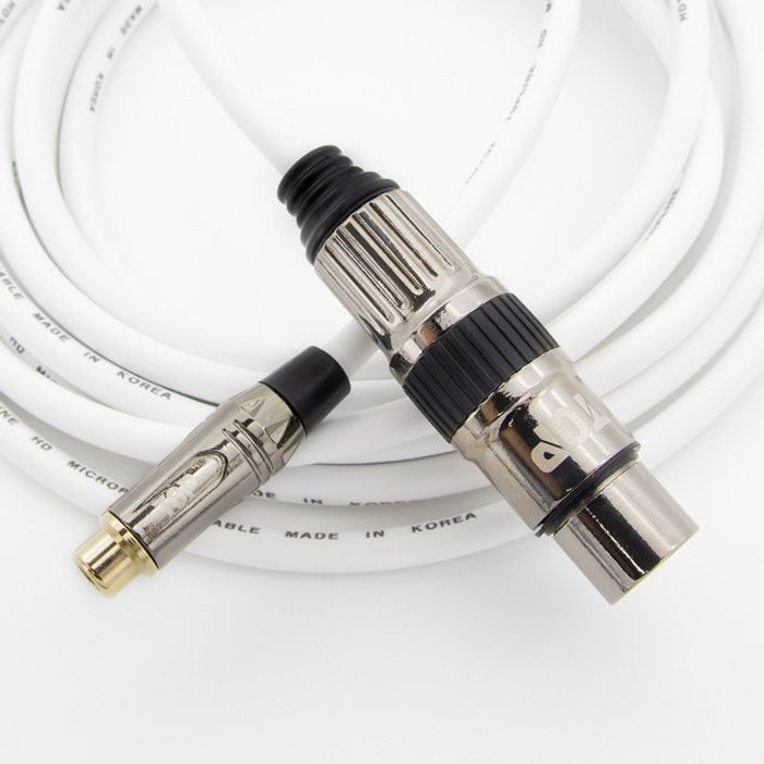 HDTOP 국산 메탈 RCA 암 TO XLR 암 케이블 화이트 20M HT-TP3575