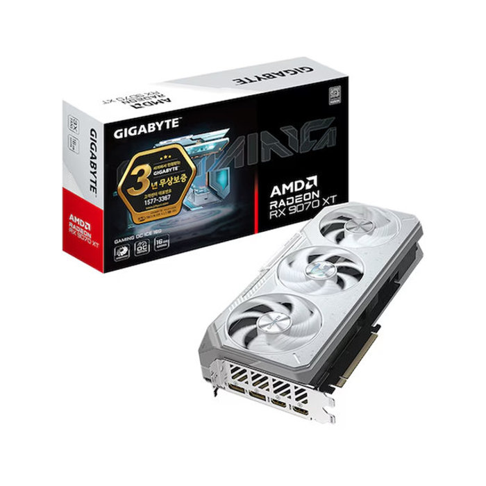 ASUS GIGABYTE 라데온 RX 9070 XT GAMING OC ICE D6 16GB 제이씨현/