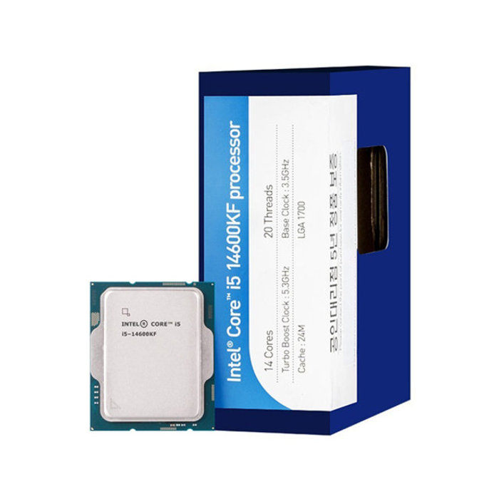 INTEL 인텔 코어14세대 정품 i5-14600KF CPU 밸류팩/랩터레이크 리프레시/LGA1700/쿨러미포함