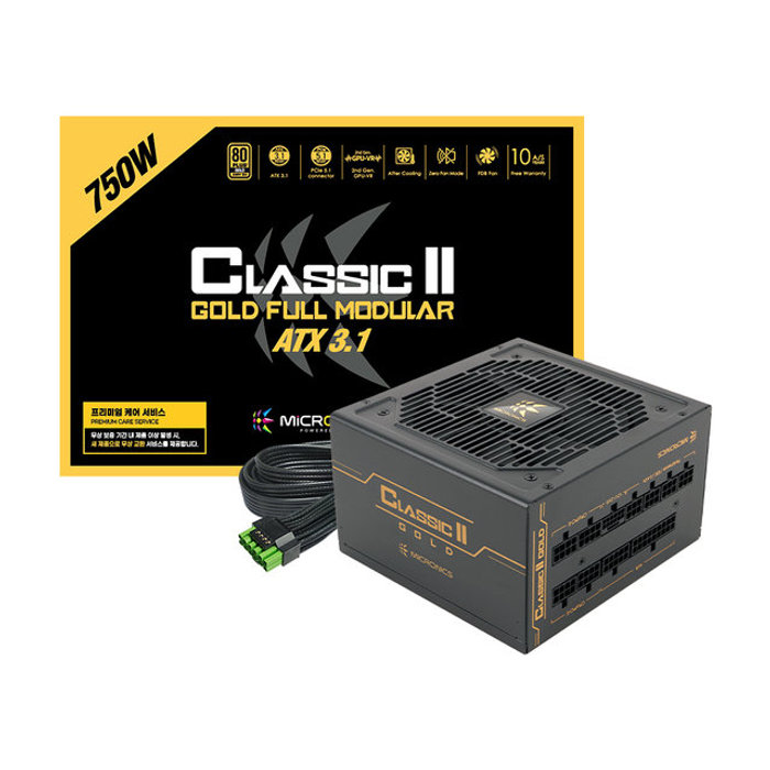 공식총판 마이크로닉스 Classic II 750W 80PLUS 골드 풀모듈러 ATX3.1 파워서플라이 블랙