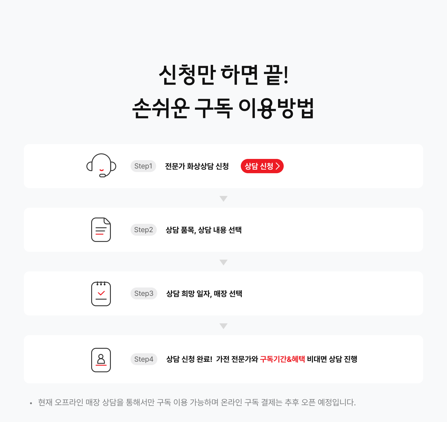 신청만 하면 끝!손쉬운 구독 이용방법