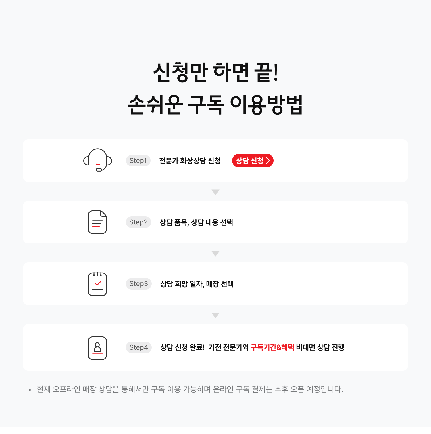 신청만 하면 끝!손쉬운 구독 이용방법