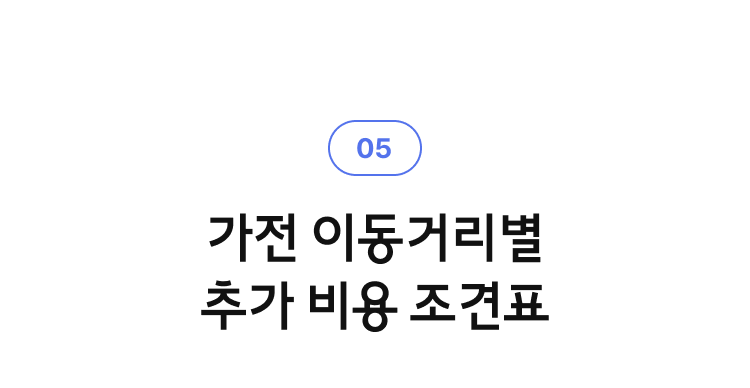 05. 가전 이동거리별 추가 비용 조건표!