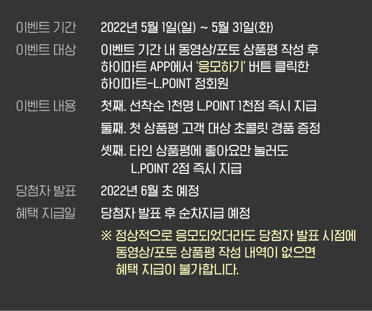 리뷰왕 경품, 좋아요 순으로 동영상 상품평과 포토 상품평 리뷰왕이 각각 선정됩니다.