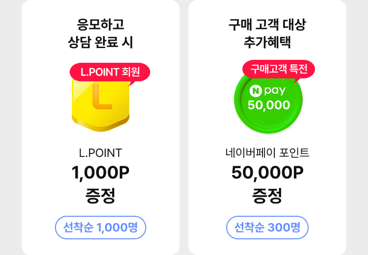 1.구매 고객 대상 선찬순 L.POINT 30,000P 추첨300명 | 2.구매 고객 전원 자동 응모