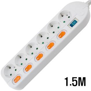 6구 접지 개별 SW WHITE  1.5M