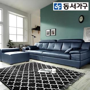 XXXXXX판매종료XXXXXX라텍스 천연가죽소파+카우치스툴_카키그레이
