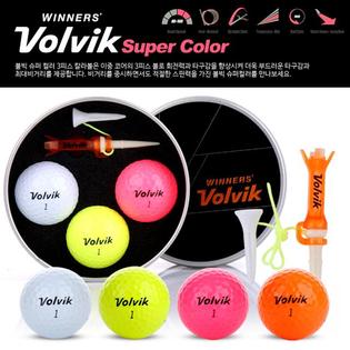  [VOLVIK] 정품 슈퍼칼라 골프공 골프티 틴케이스 한정판 세트 _볼빅슈퍼칼라3구틴케이스