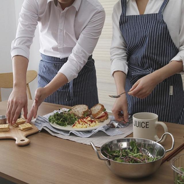 데님 스트라이프 앞치마 - 인디고 허리앞치마