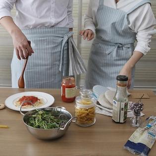 비스크 스트라이프 앞치마 - 블루 어깨앞치마