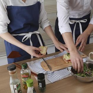 프렌치 린넨 앞치마 - 인디고 허리앞치마
