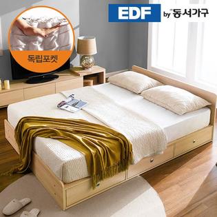 XXXXXX판매종료XXXXXXEDFby동서가구 루젠 깊은서랍 퀸 침대 (독립스프링) DF636028 _메이플그레이 콤비